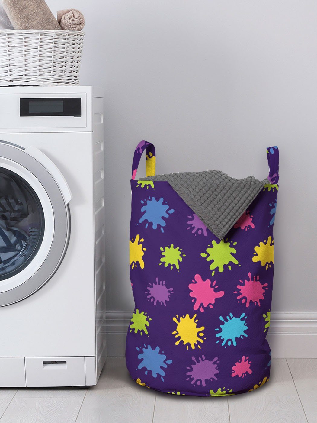Abakuhaus Wäschesäckchen Wäschekorb mit Griffen für Kordelzugverschluss Kunst Farbe Waschsalons, Spritzer Kreativ malen