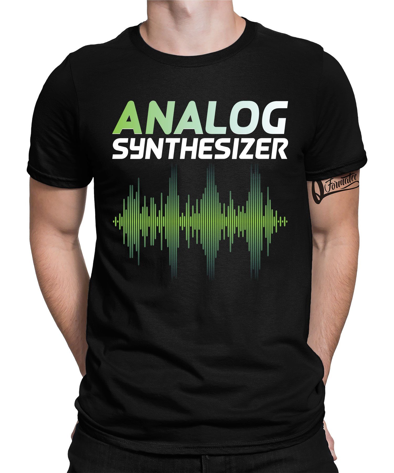 Musiker Quattro Formatee Elektronische Synthesizer Kurzarmshirt (1-tlg) Herren Analog T-Shirt Schwarz -