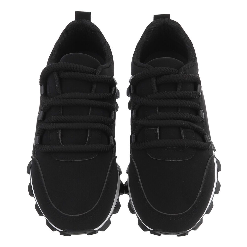 Ital-Design Lässige Sneakers mit robuster Sohle und Schnürung für Damen Sneaker (90793475) Flach Sneakers Low in Schwarz – Bild 4 von 5