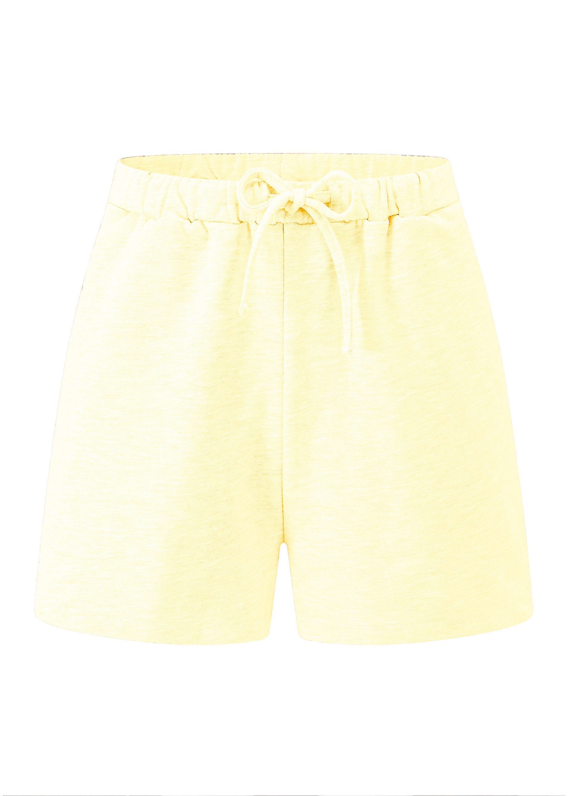 SASSYCLASSY Shorts Lässige Sweatshorts Damen casual Shorts mit elastischem Bund und Kordelzug buttergelb