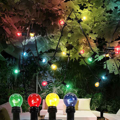 etc-shop Gartenleuchte, Leuchtmittel nicht inklusive, Lichterkette Terrassen Außen Beleuchtung Garten Party Lampen bunt