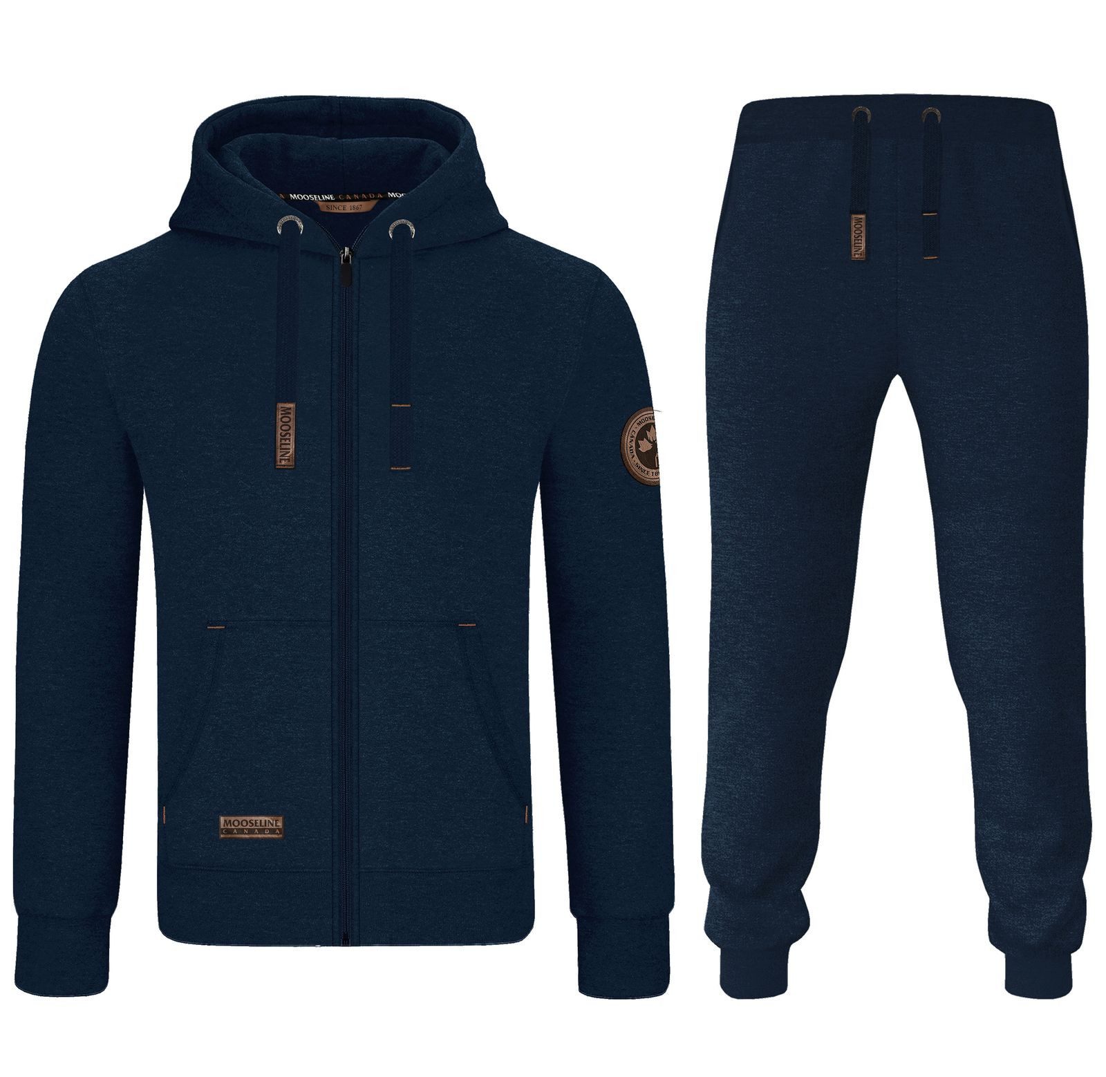 MOOSELINE Jogginganzug Herren Navy - Lederpatch (2-tlg), edle Leder-Patches günstig online kaufen