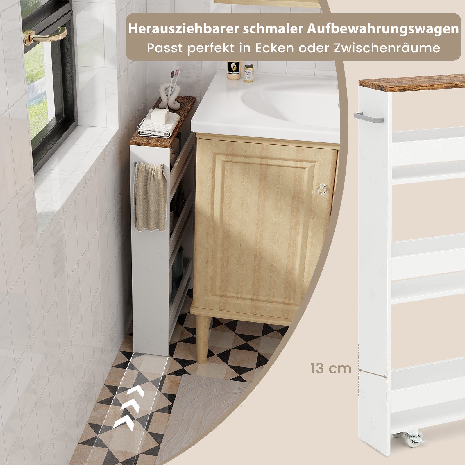 COSTWAY Küchenwagen, schmal, Nischenwagen 4 Ebenen, günstig online kaufen
