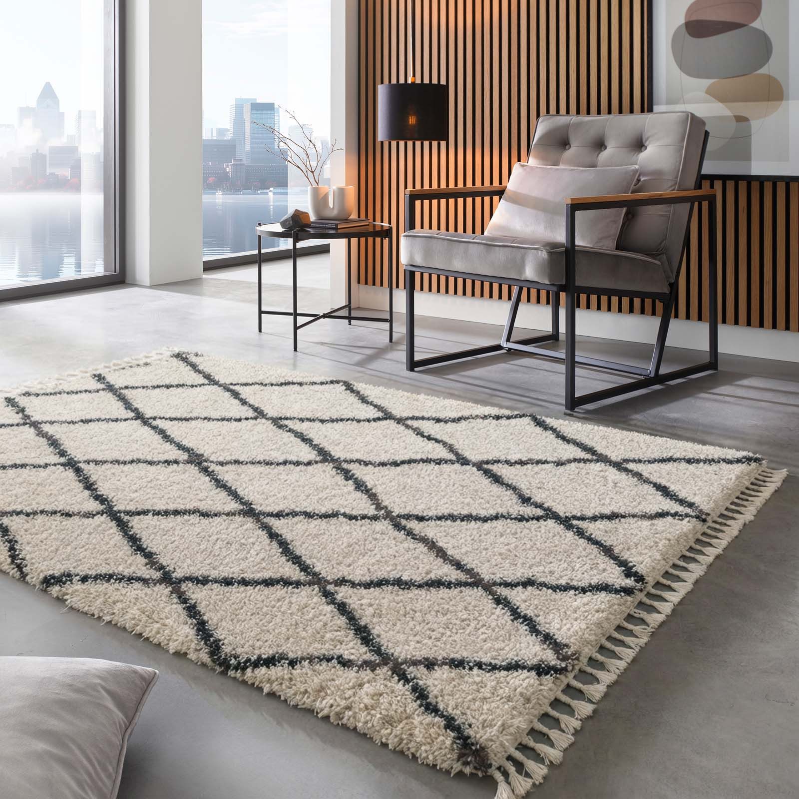 TaraCarpet Langflor-Teppich Tara Carpet Twilight Marrakesh Hochflor, Langflor, Shaggy weiß, rechteckig, Höhe: 60 mm, Wohnzimmer, Schlafzimmer, Esszimmer 160x230