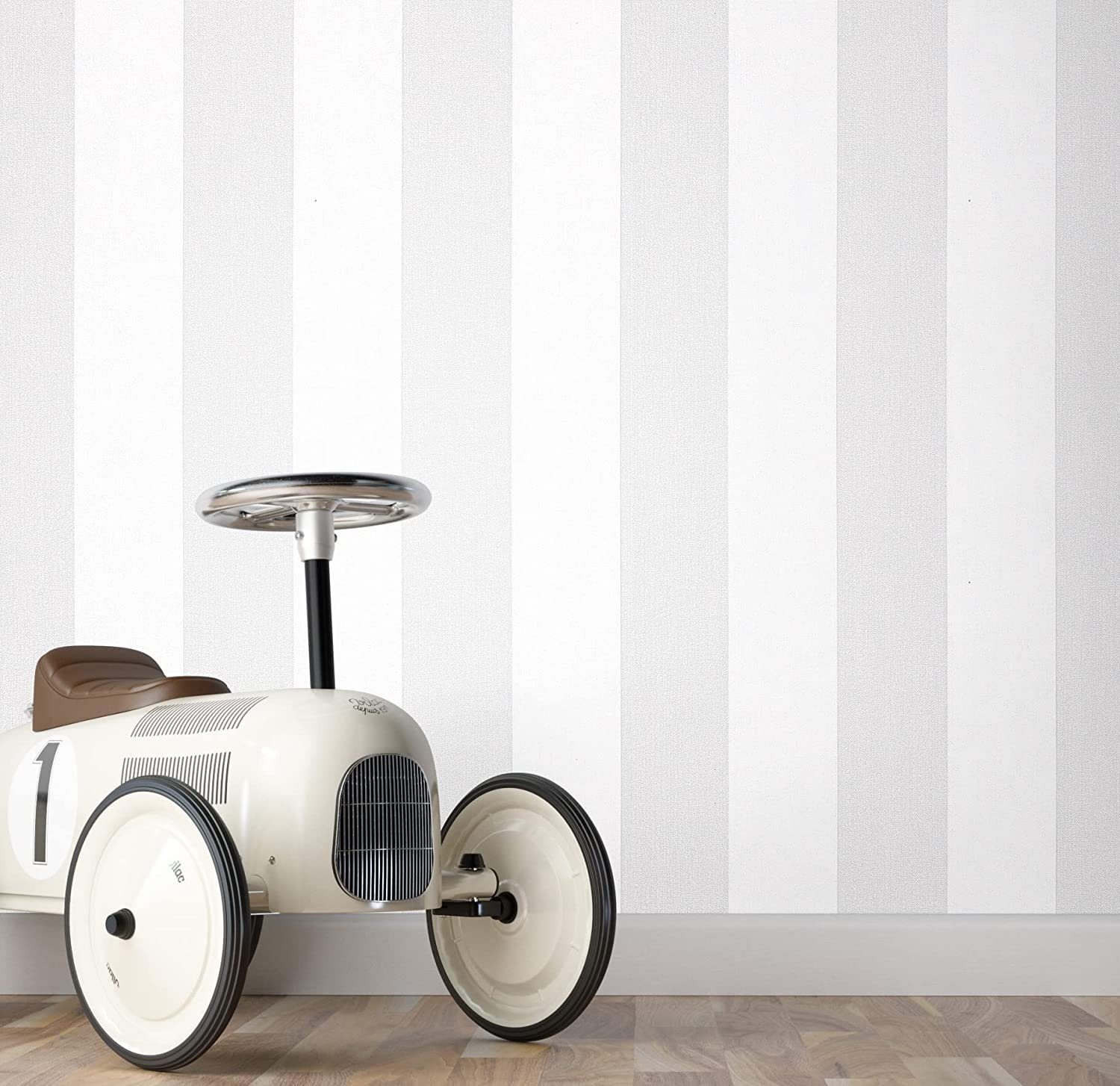 Newroom Vliestapete, Grau Tapete Landhaus Streifen - Streifentapete Weiß Mo günstig online kaufen