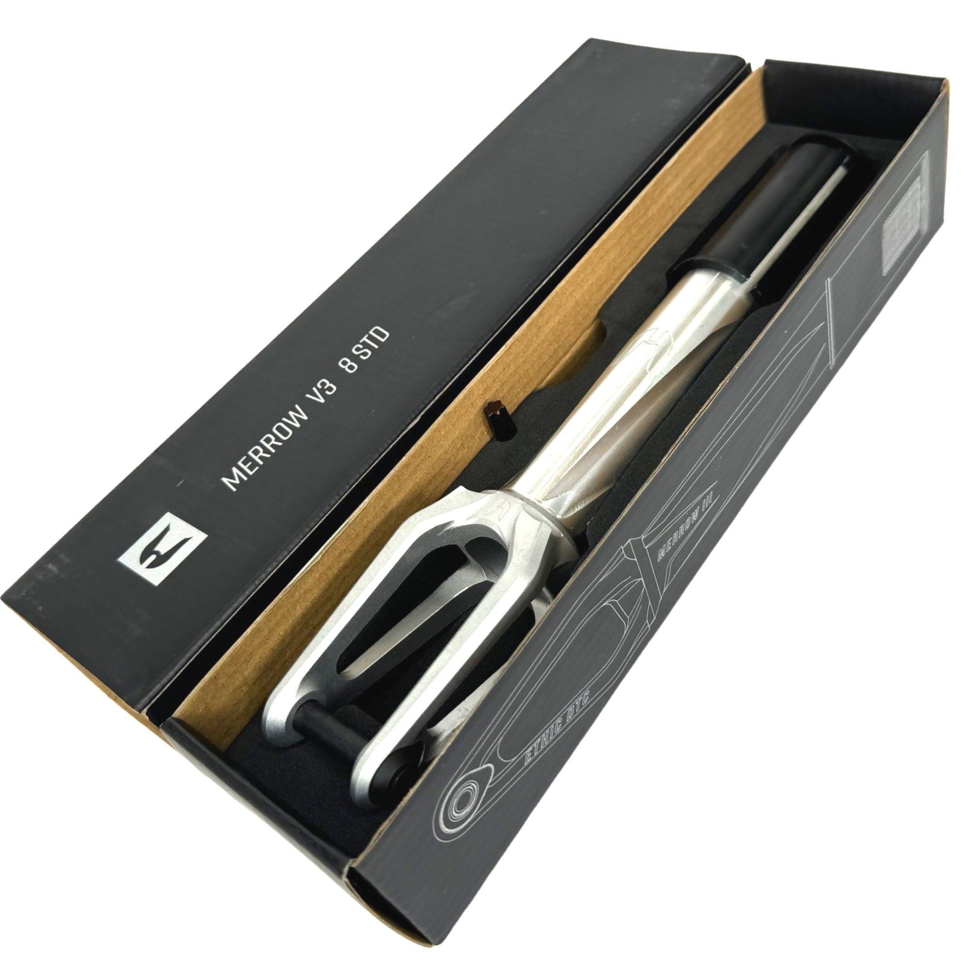Ethic DTC Stuntscooter Ethic DTC Merrow V3 Stunt-Scooter Gabel HIC 222g Raw Silber