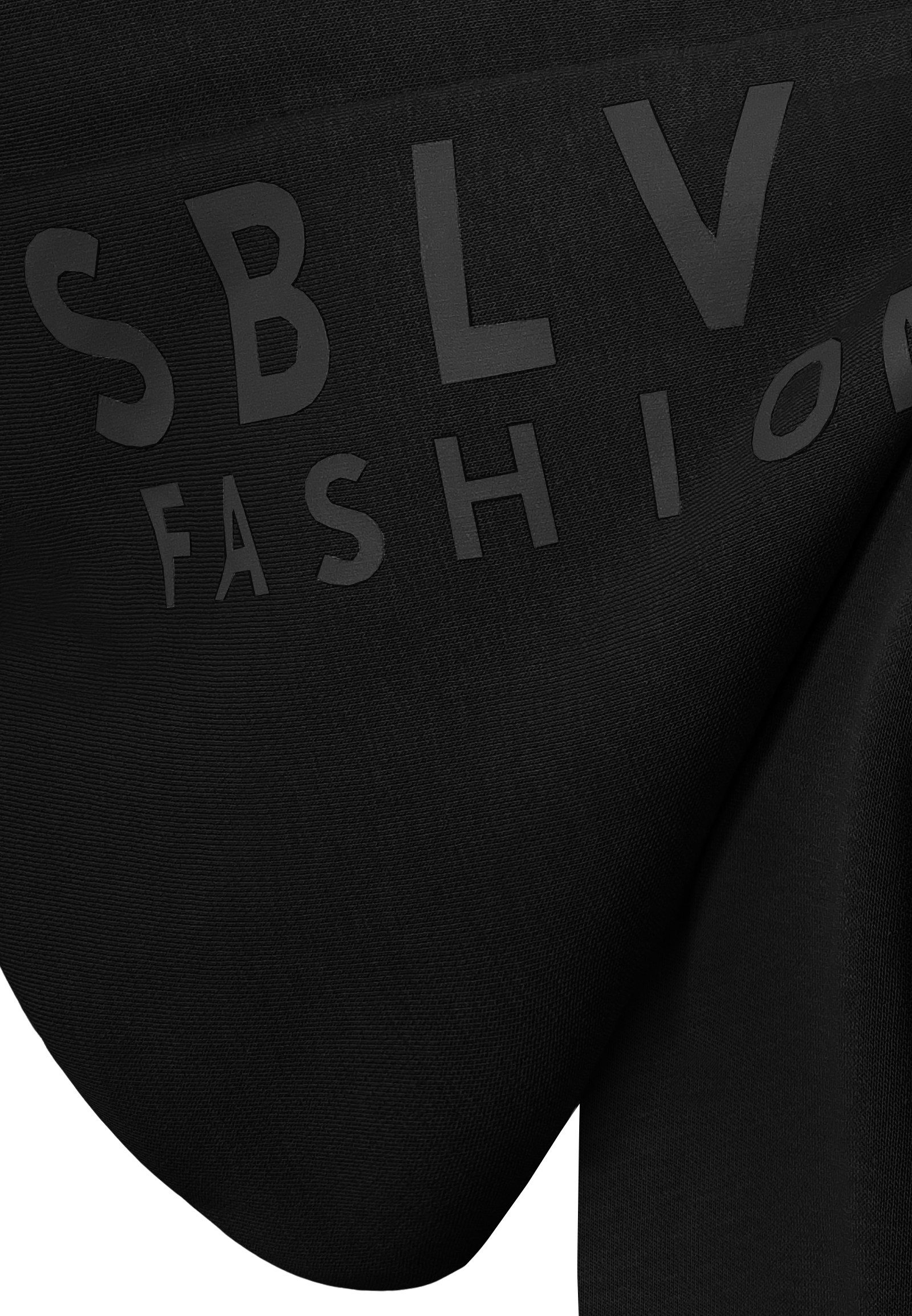 SUBLEVEL Hoodie Modisches Design mit Kängurutaschen und Kapuze für Damen Baumwolle Normal Fit ohne Kragen unifarben atmungsaktiv