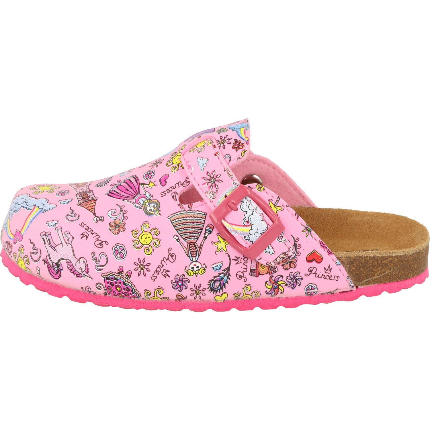 Mädchen Clog Lederfußbett Prinzessin SUPERSOFT gepolstertes Rosa Lederfußbett 476-157 Hausschuhe