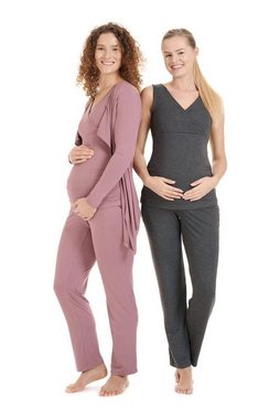 Herzmutter Umstandspyjama Schwangerschaft - Pyjama Set - Homewear - Weich (3 tlg)