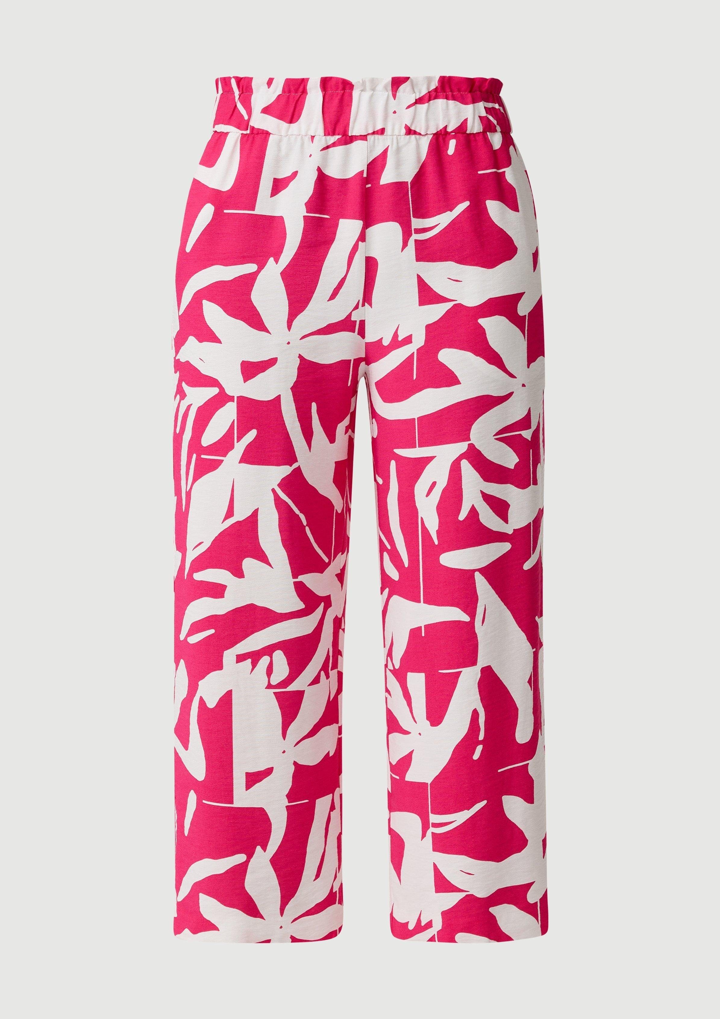mit Allover-Print Comma Stoffhose pink Hose Loose: