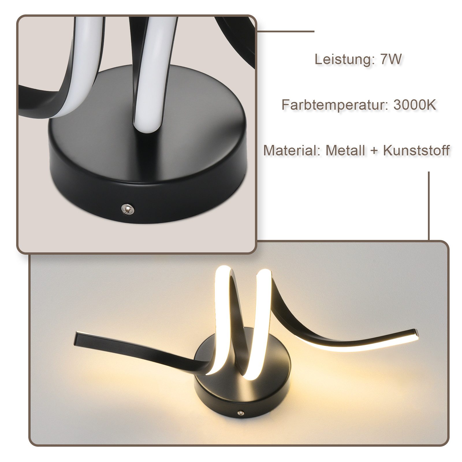 Nettlife LED Wandleuchte Innen Schwarz/Weiß Modern günstig online kaufen