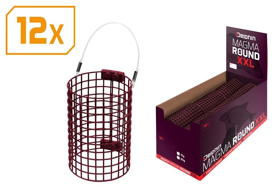 Delphin.sk Feederkorb 12 Stück SET XXL 70x50mm Futterkorb Delphin Magma ROUND - 10g 20g, (12-St. 12er SPAR SET), Aus massivem Draht gefertigt, verhindert ein überlaufen beim Befüllen