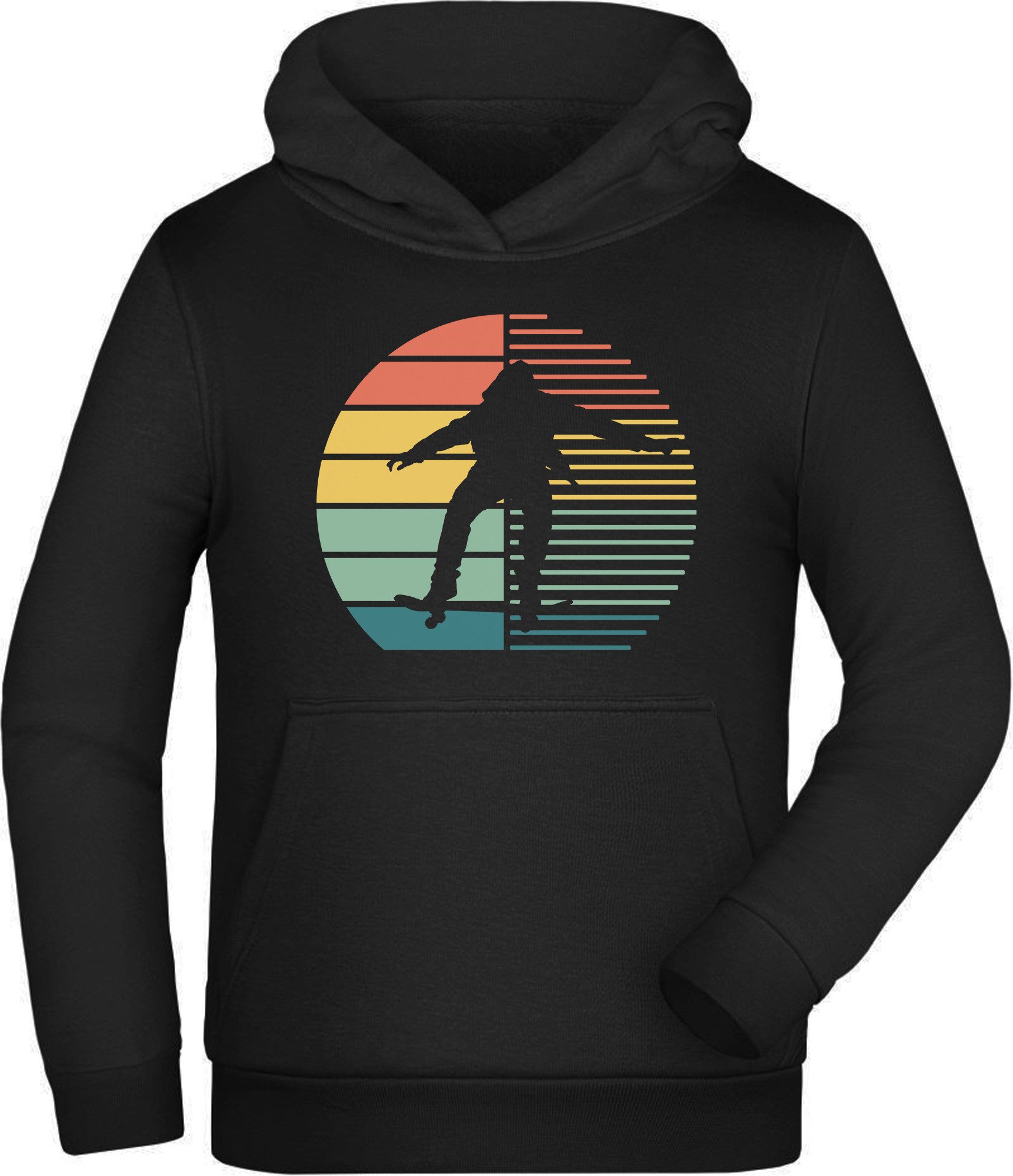Hoodie Kinder Kapuzensweater - Retro Skater Hoodie springender Skateboarder