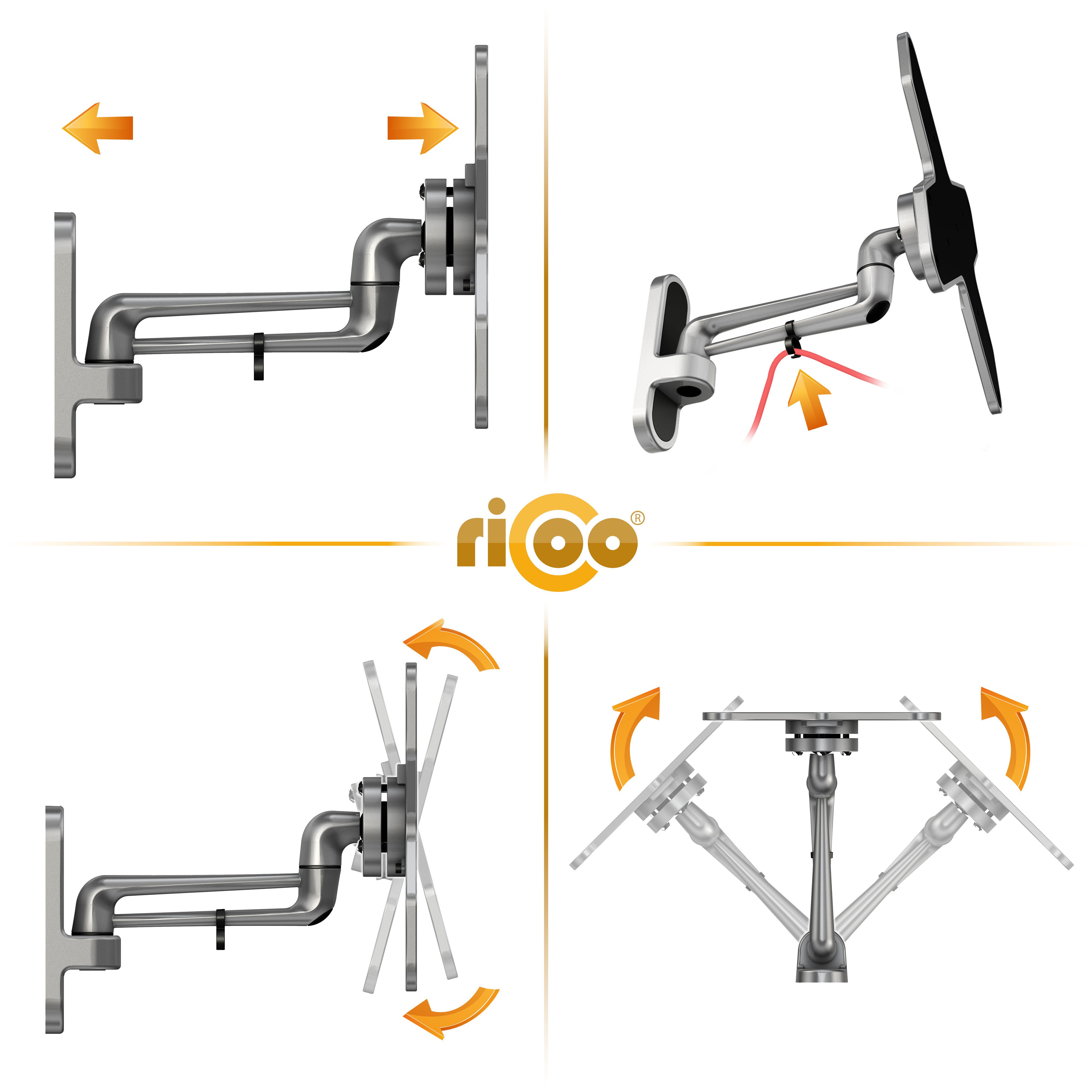 RICOO TV-Wandhalterung S2022, (bis 42 Zoll, VESA bis 200x200, 1-tlg., schwenkbar neigbar Fernseher Wand Halterung universal VESA 200x200)