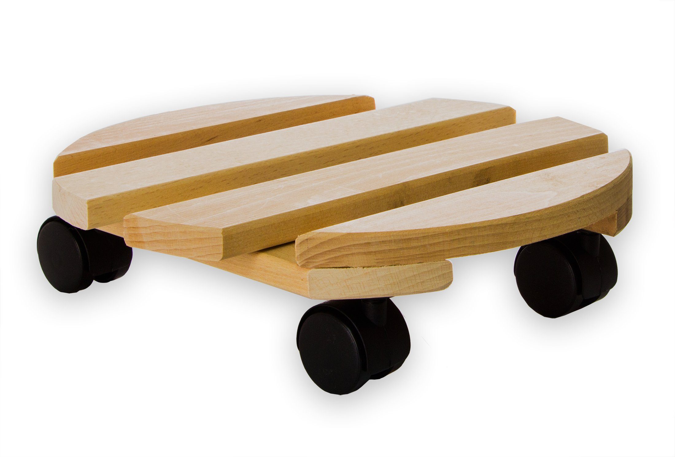 BigDean Blumentopfuntersetzer 30cm Holz Buchenholz 1-tlg. Pflanzenroller rund Rolluntersetzer, 120Kg