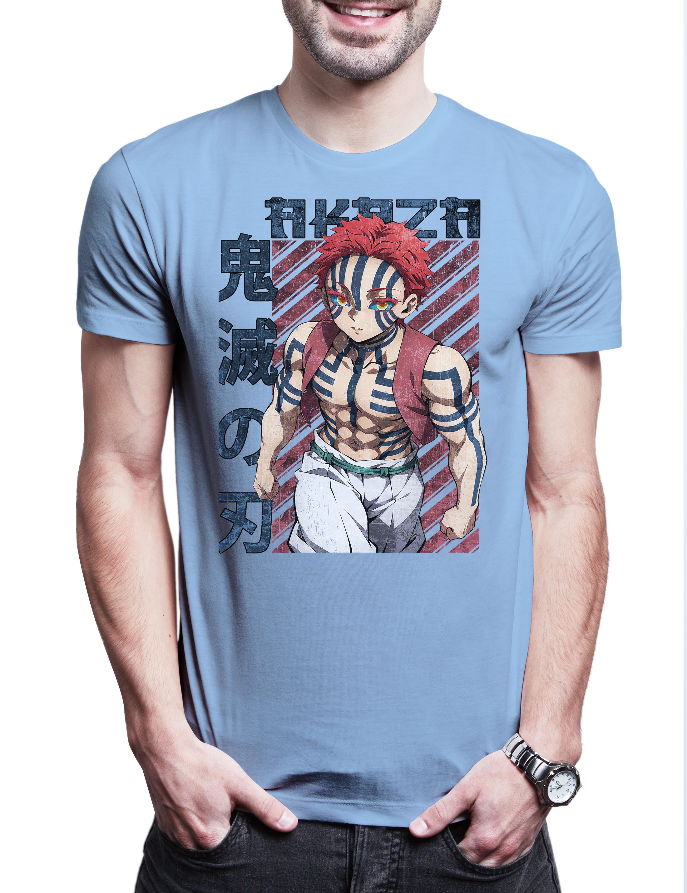 Print-Shirt Anime Akaza 2 Herren T-Shirt Kamado Nezuko Slayer Zenitsu Inosuke