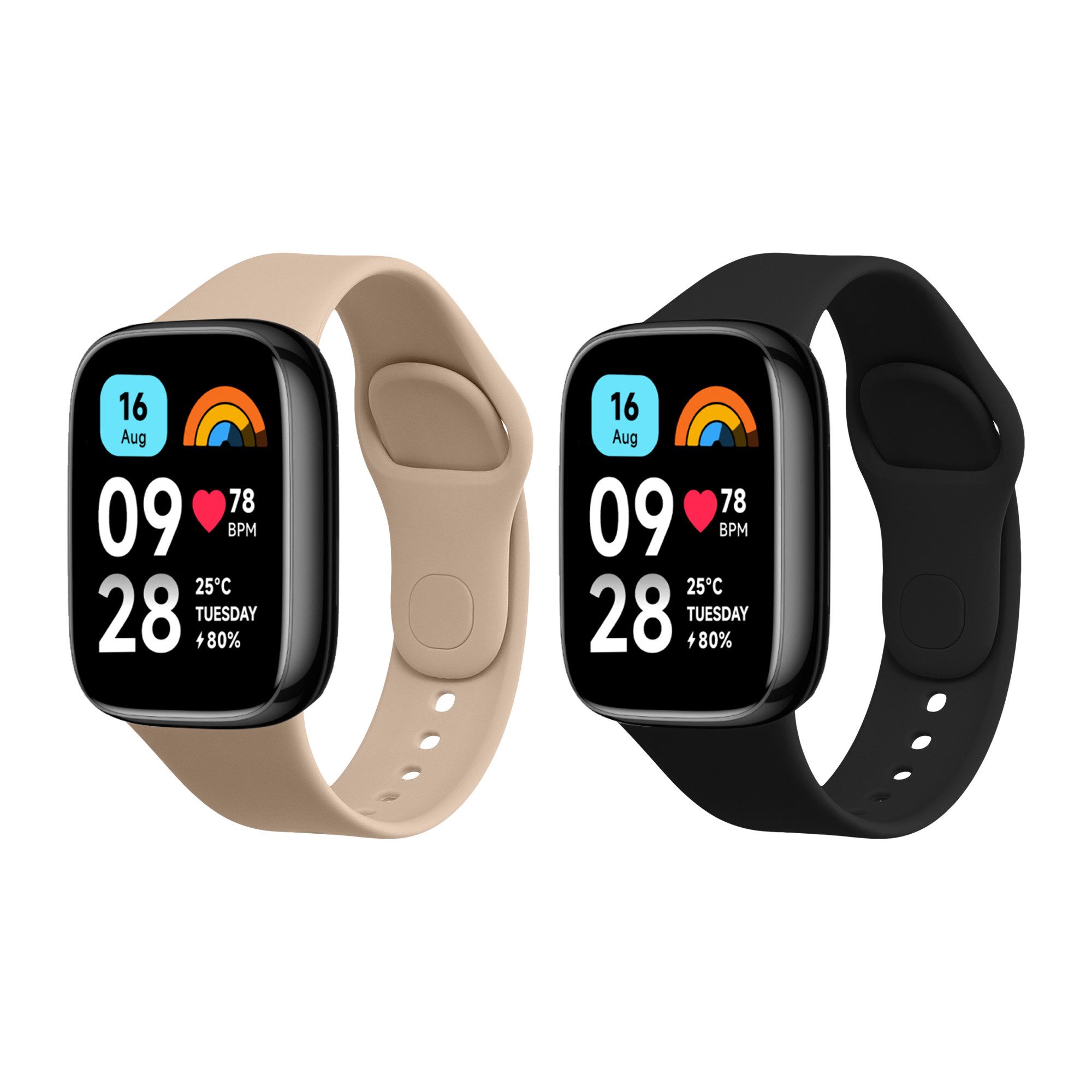 kwmobile 2x Uhrenarmband für Xiaomi Redmi Watch 3 Active Armband Smartwatch, 2-tlg., Fitnesstracker Band Set aus TPU Silikon - Ersatzarmband Smartwatch