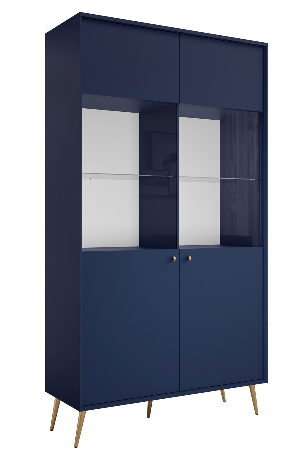 Feldmann-Wohnen Vitrine Rose (2-türig, mit Einlegeböden, mit Glaseinsatz, 1-St., moderne Optik, 2-türig mit Glaseinsatz) 105,5x40,5x191cm 2-türig ohne Beleuchtung / marineblau