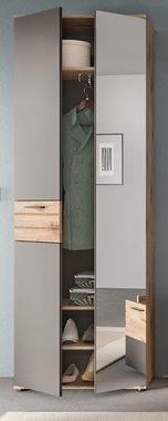 Garderobenschrank Mason (Garderobe und Schuhschrank mit Spiegeltür, 70 x 200 cm) bis zu 9 Fächer, mit Soft-Close