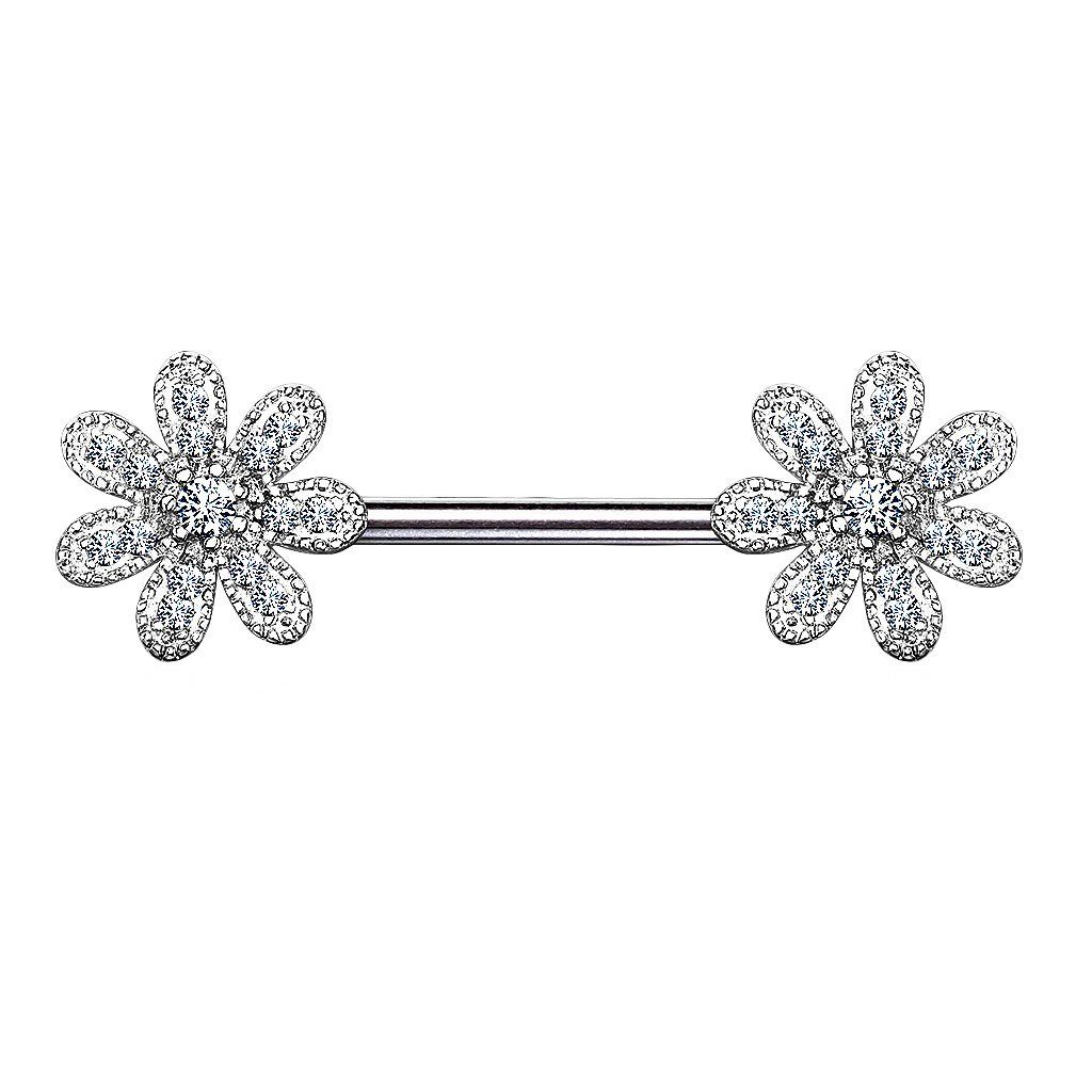 Brustwarzen Intim Brust Barbell Taffstyle Intim Piercing Tribal Intimpiercing Intimpiercing Kristall Barbell Brustpiercing Silber Barbell Blume,