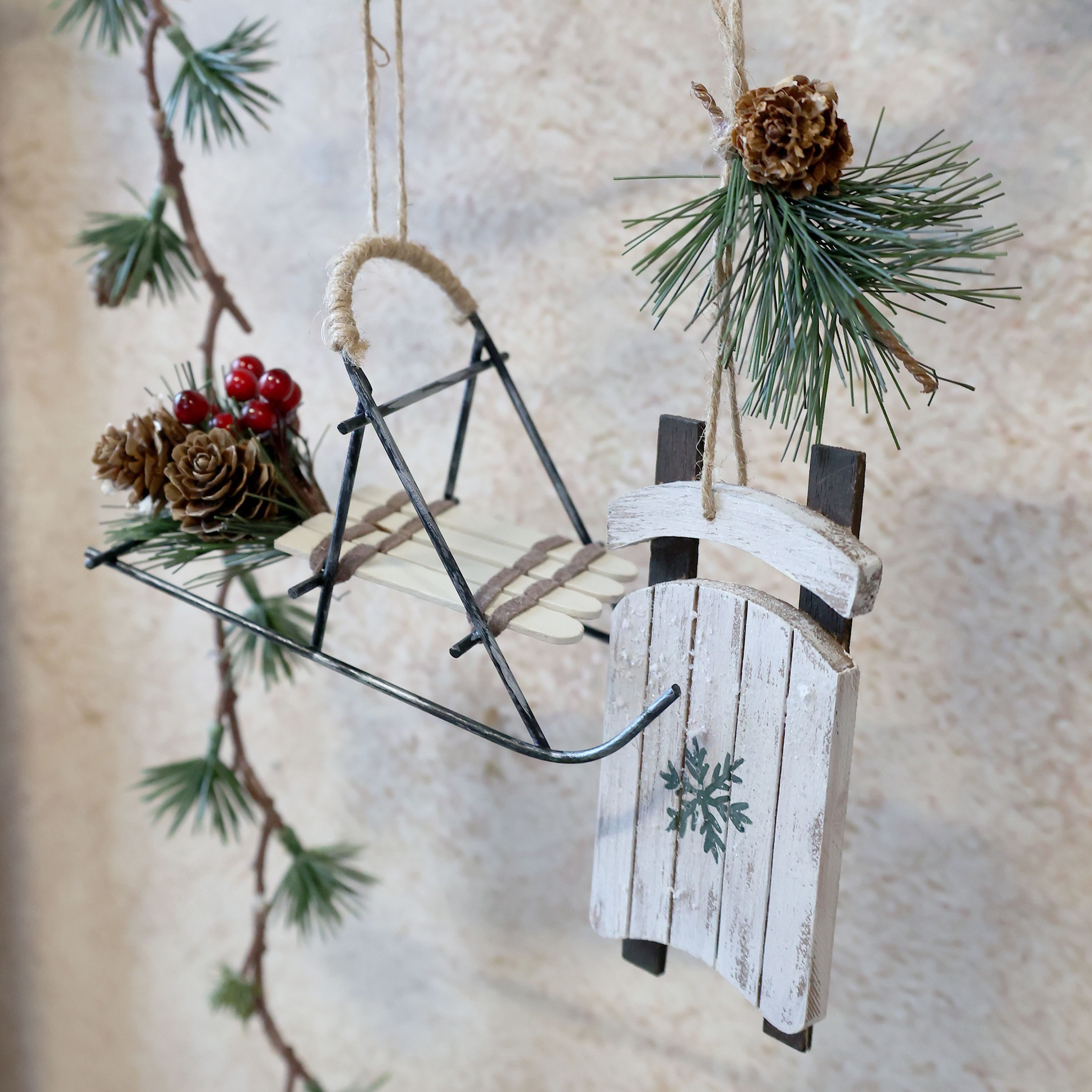 Chic Antique Christbaumschmuck Chic Antique - Weihnachtsschmuck Christbaumkugel Schlitten 2er Set