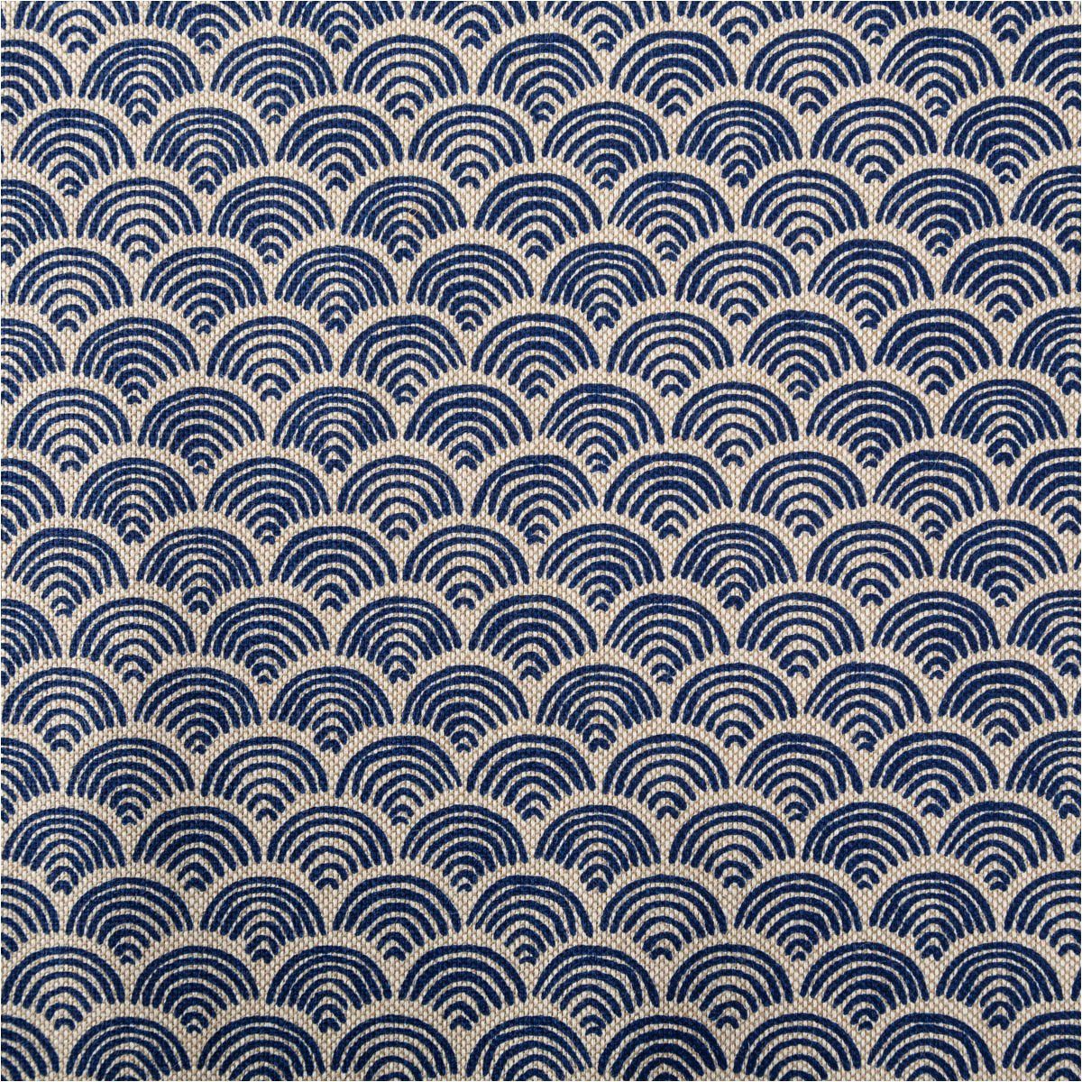 SCHÖNER LEBEN. Stoff Dekostoff Meterware Halbpanama Little Wave Scale Wellen blau 140cm, pflegeleicht