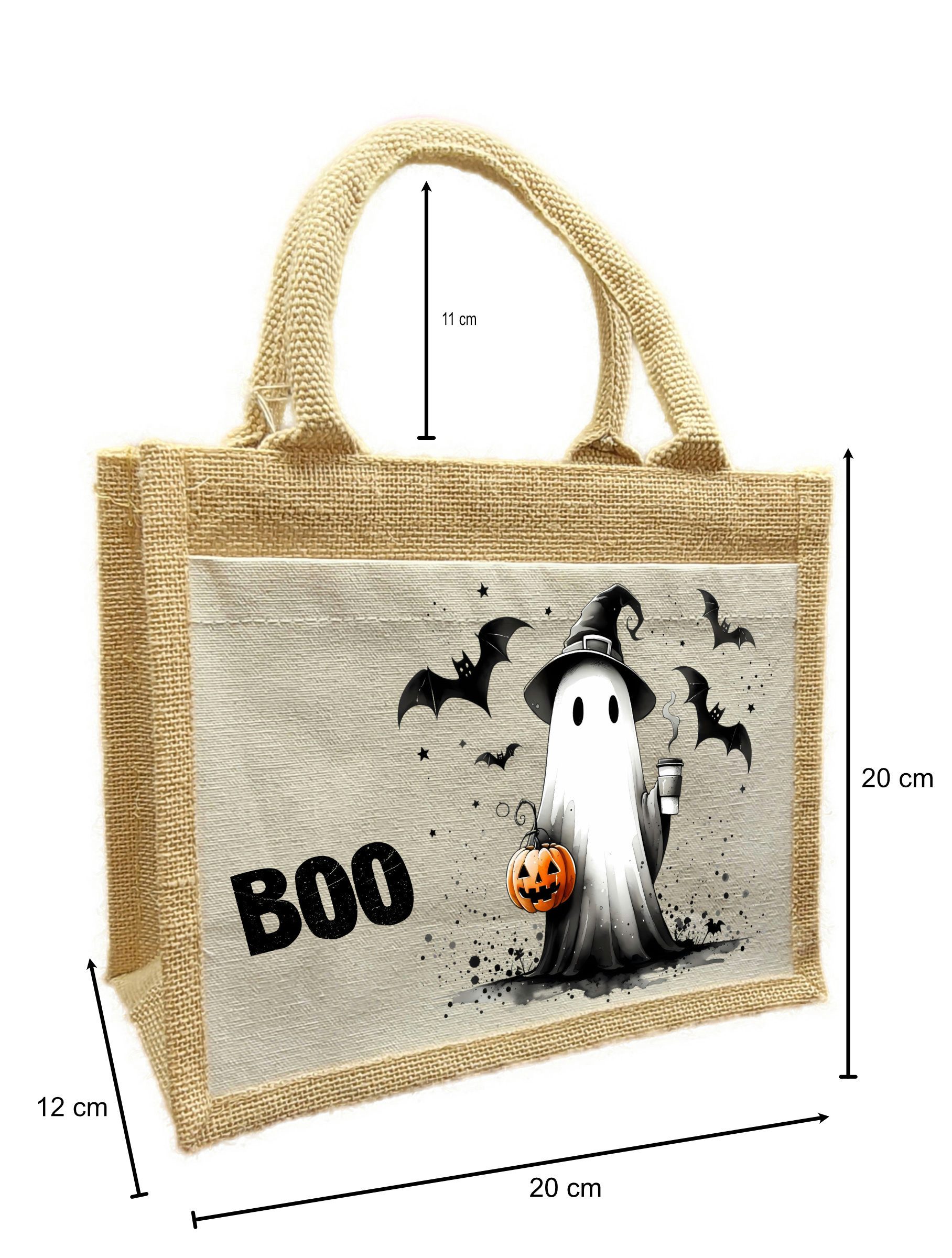CreaDesign Korbtasche Halloween Tasche Geist, Sammeltasche aus Jute, 26 x 35 x 14 cm (1-tlg)