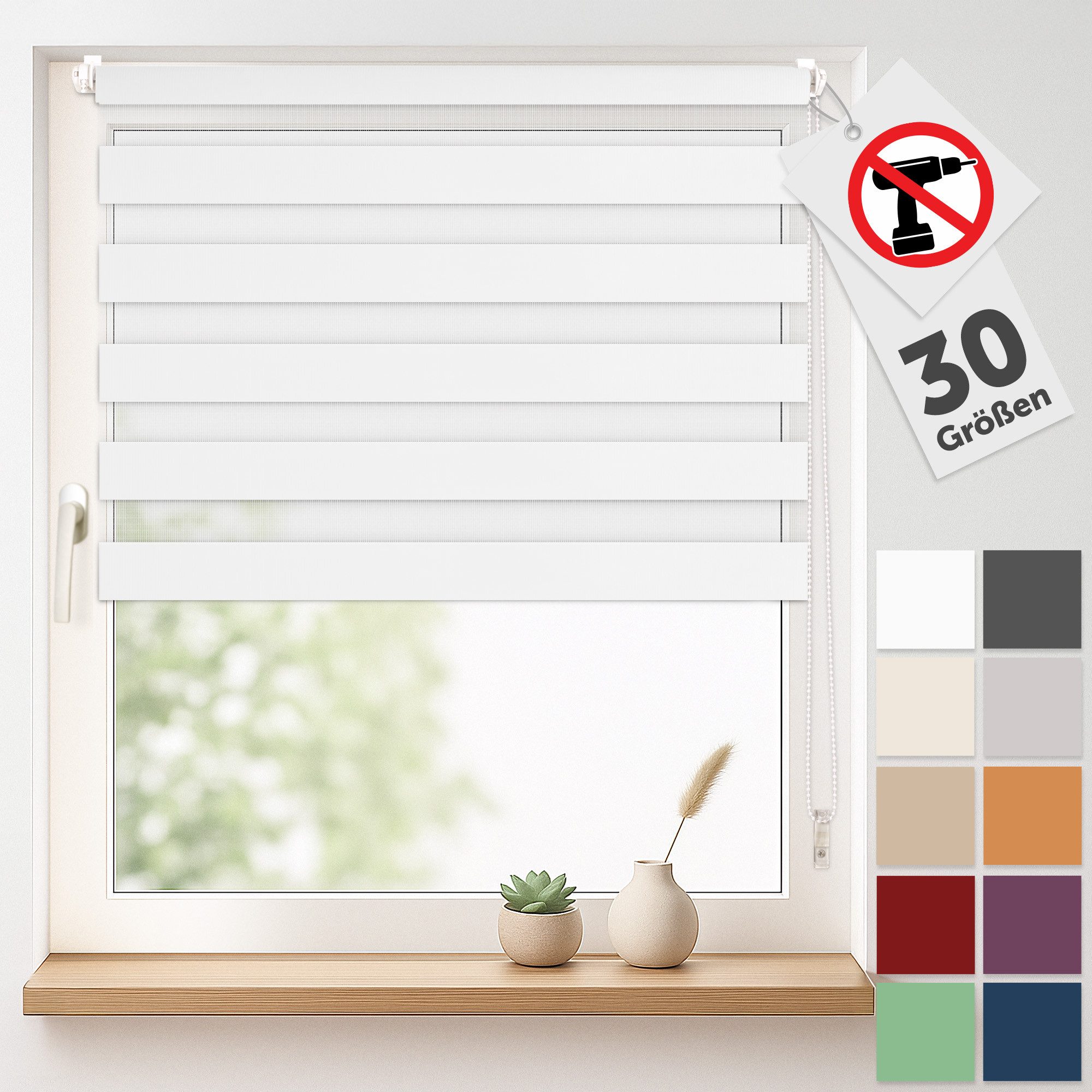 Doppelrollo Doppelrollo Klemmfix ohne Bohren, Blumtal, Klemmfix, individuell einstellbare Rollos