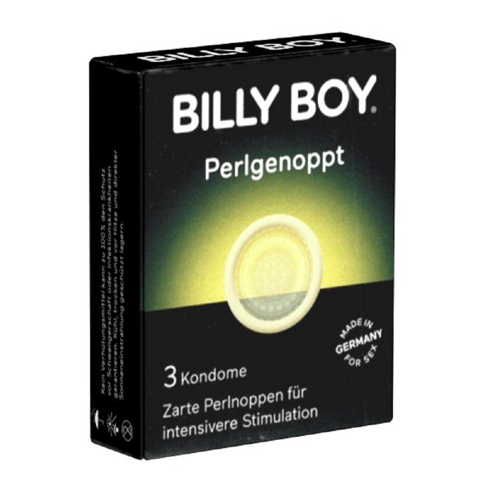 Billy Boy Kondome Perlgenoppt (mit Noppen) noppige Kondome für extra Stimulation, Packung mit, 3 St., perlgenoppte Kondome, für ein aufregend anderes Vergnügen