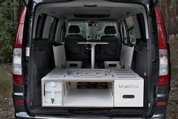 Mayaadi Home Campingliege MoonBox Campingbox Campingküche Bettfunktion Schlafsystem VW Van Kombi Flexible Alternative zum Wohnmobil