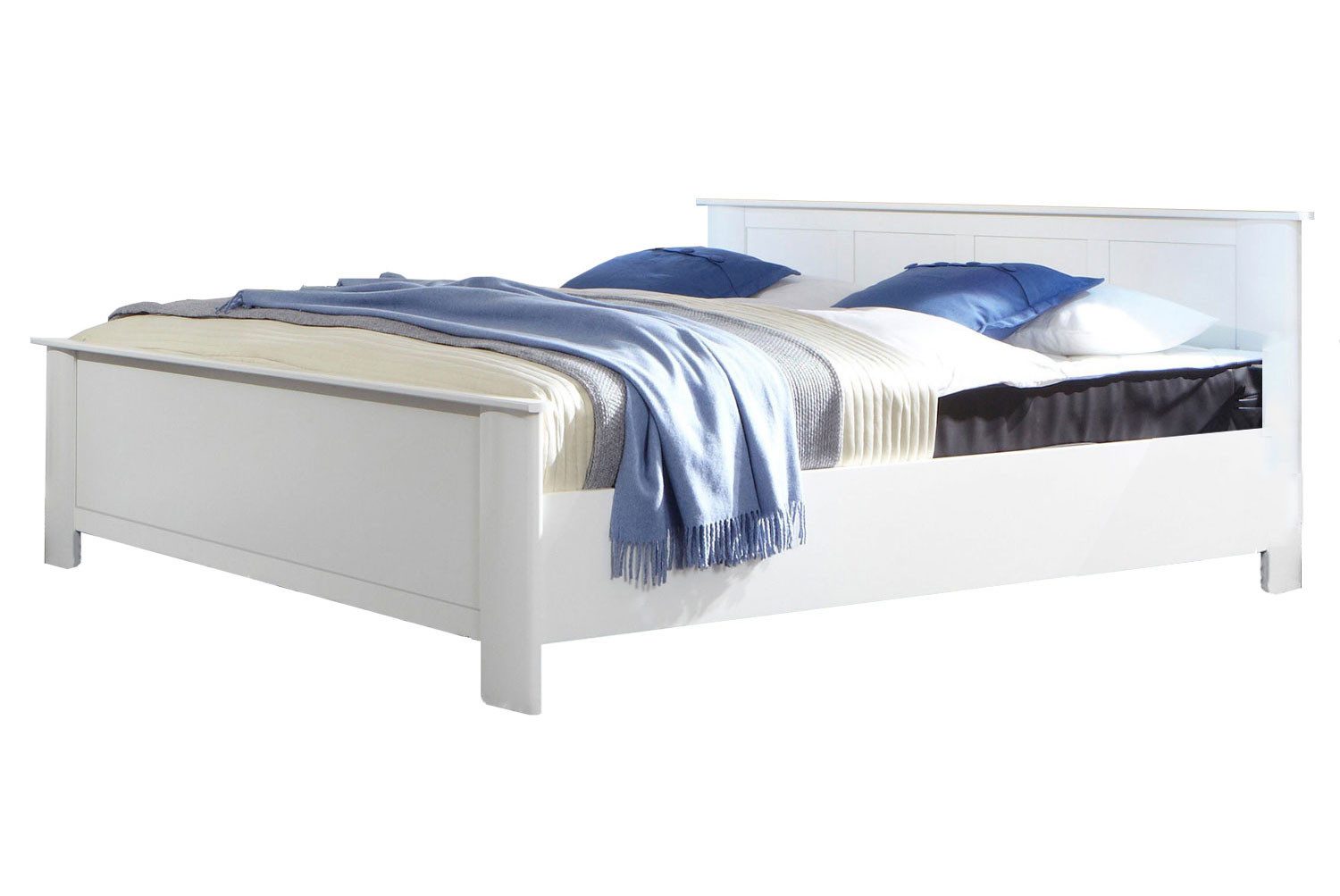 Wimex Bettgestell Chalet (Mit dekorativen Aufleistungen, 1-tlg., Kopf- und Fußteil in Stollenoptik), 160x200cm weiß