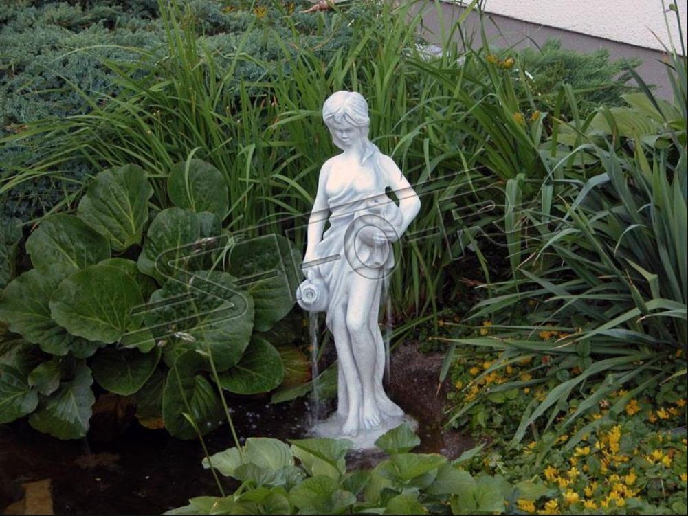 Menschen Teichfigur Gartendeko Gartenfigur "Frau Steinguss JVmoebel Skulptur Fontaine"