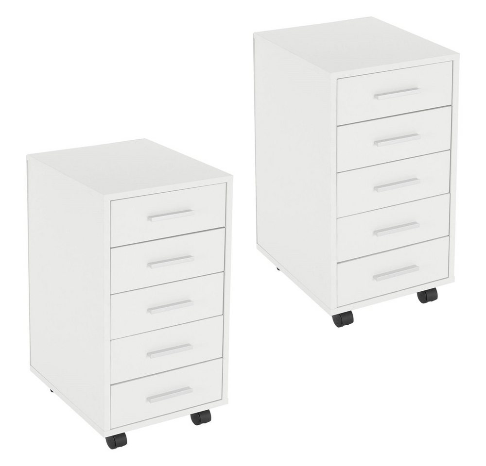 ML-DESIGN Rollcontainer Schubladenschrank mobiler Aktenschrank Büroschrank mit 5 Schubladen, (2 St), 2x Rollschrank 33x38x63,5 cm Bürocontainer Lagerschrank für Homeoffice