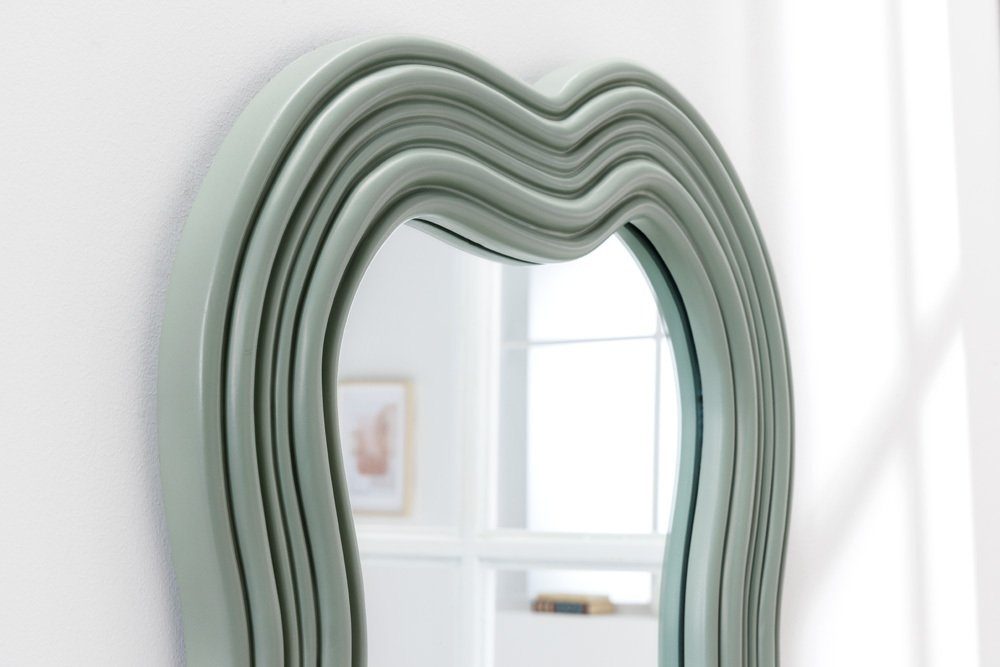 riess-ambiente Wandspiegel ALICE II 100cm pastell salbeigrün (Einzelartikel, 1-St), Flur · Kunststoff · Rahmen · Dekoration · Wellen · Design · Modern