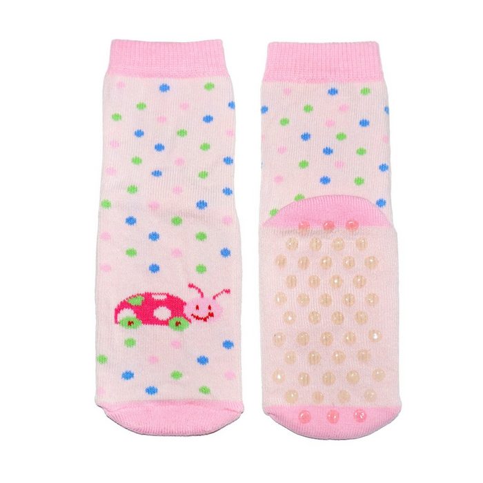 WERI SPEZIALS Strumpfhersteller GmbH ABS-Socken Kinder ABS-Socken für Mädchen >>Käferchen<< aus Baumwolle mit Frottee