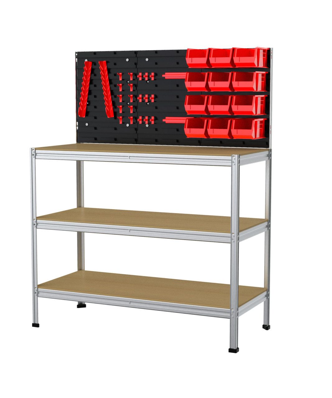 Ar Shelving Schwerlastregal Werkstattregal inkl. Werkzeugwand & Kästen Stahl