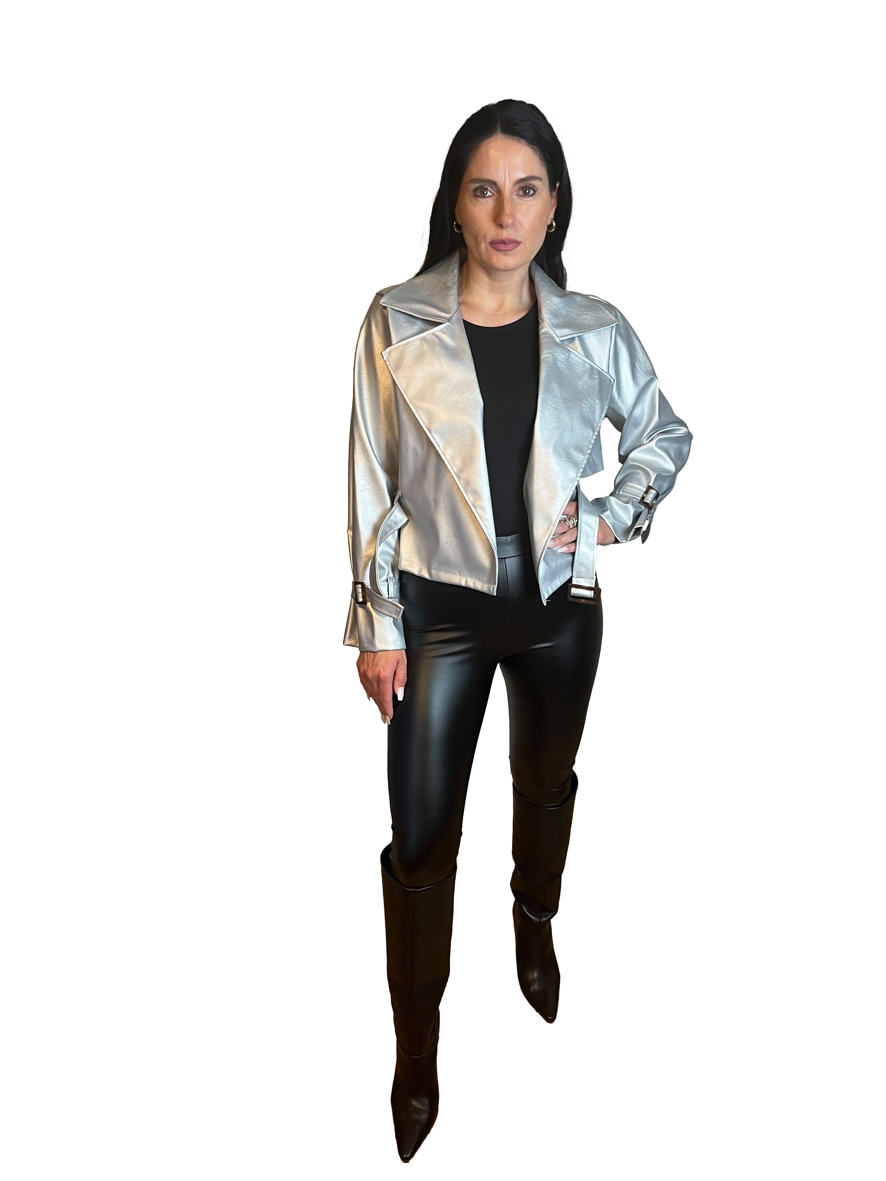 Lelü Fashion Bikerjacke Bikerjacke in Silbermetallic günstig online kaufen