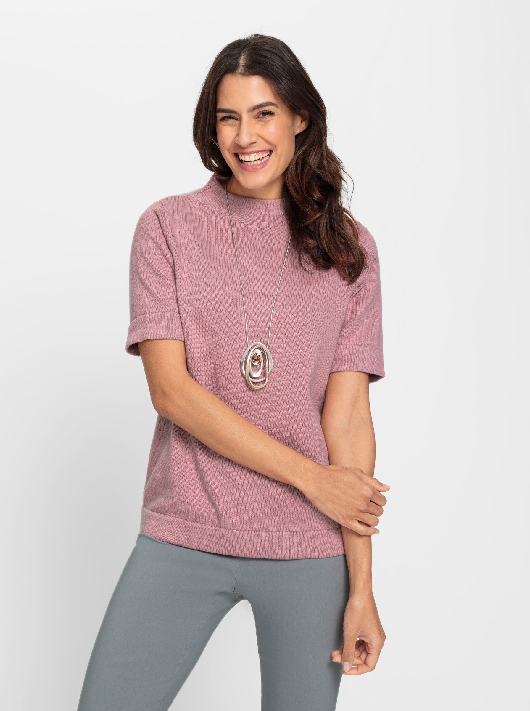 Witt Strickpullover Stehkragenpullover . aus Baumwolle, mit Halbarm günstig online kaufen