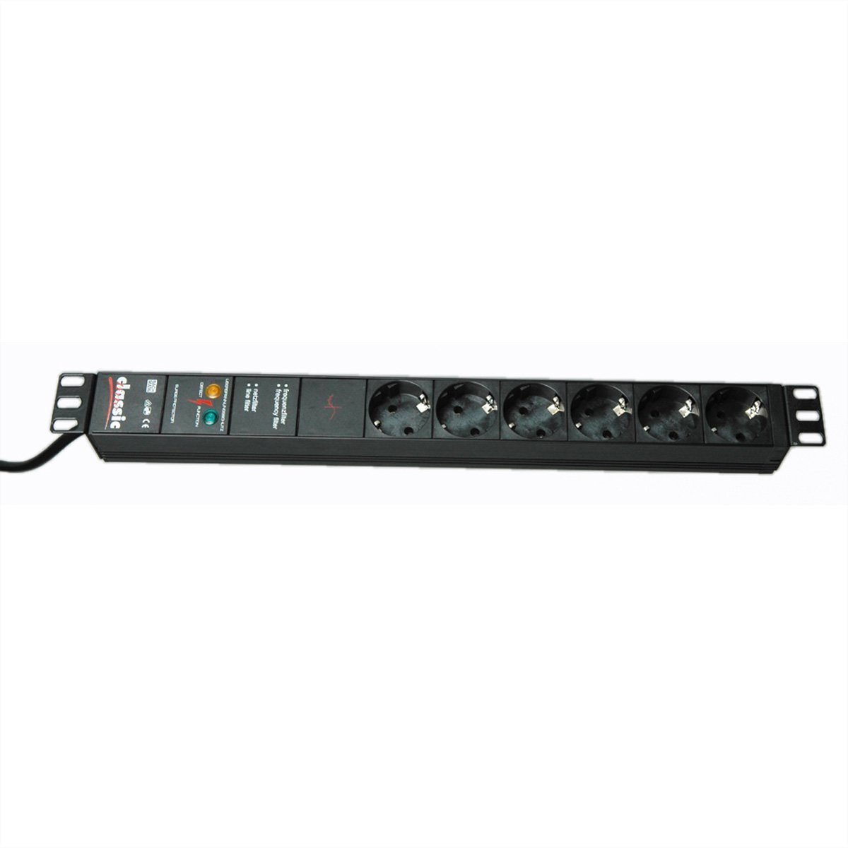 Bachmann 19" Steckdosenleiste 6-fach mit GVS ohne Schalter, schwarz Steckdosenleiste (Kabellänge 2 m), 333.536