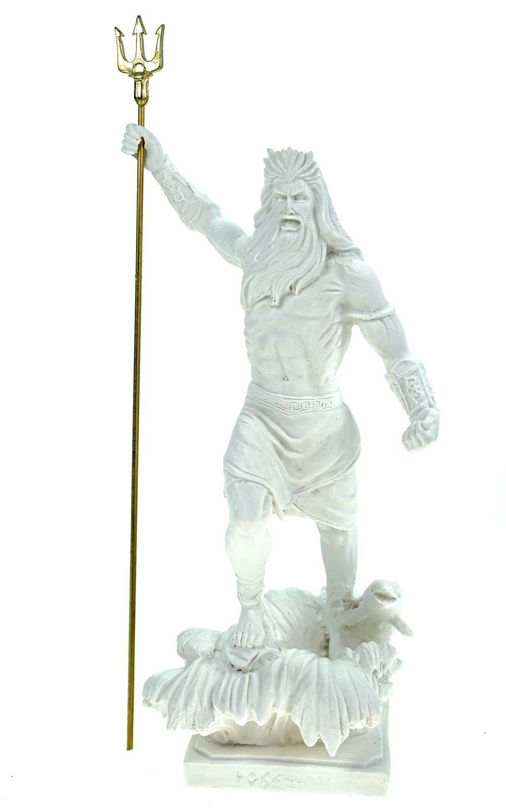 Kremers Schatzkiste Dekofigur Alabaster Figur Poseidon mit Dreizack Gott des Meeres 22 cm