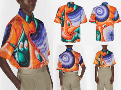 Dior Langarmhemd DIOR HOMME KENNY SCHARF DEADSTOCK Silk Multicolor Oblique Shirt Hemd T