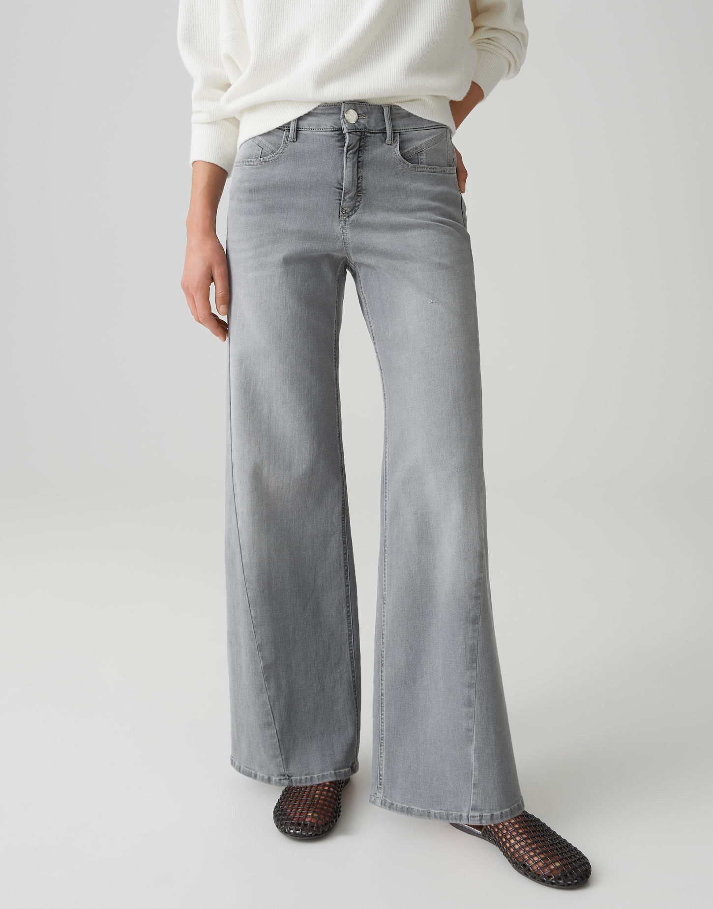 OPUS PANTS Palazzohose MELLY COOLEST Palazzo aus BCI Cotton Mix Mid Rise verdeckter Zip-Fly, weicher Griff, authentische Waschung