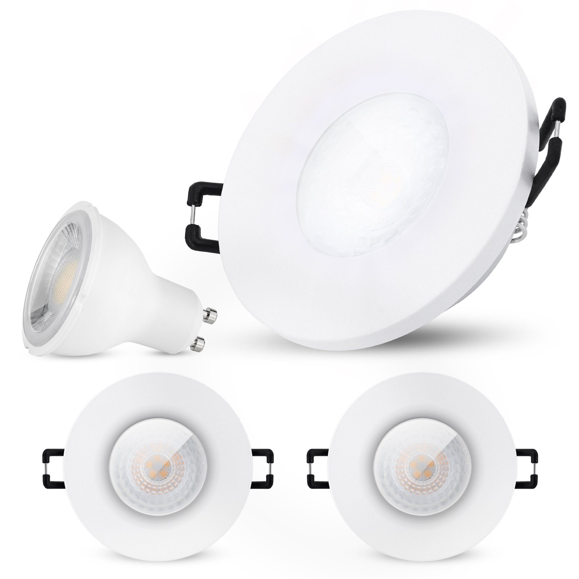 SSC-LUXon Außen-Deckenleuchte IP65 Einbau LED Spot BEDA in rund weiss mit GU10 LED Lampe 38° 5W, Neutralweiß