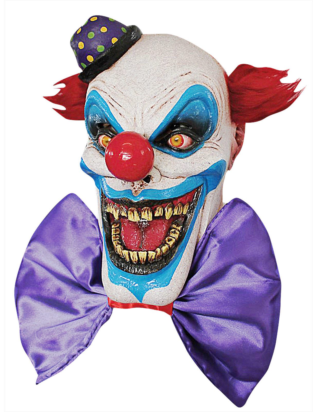Metamorph Clown-Kostüm Clown-Zombie Halloween Latex-Maske Zirkus blau-weiss-rot