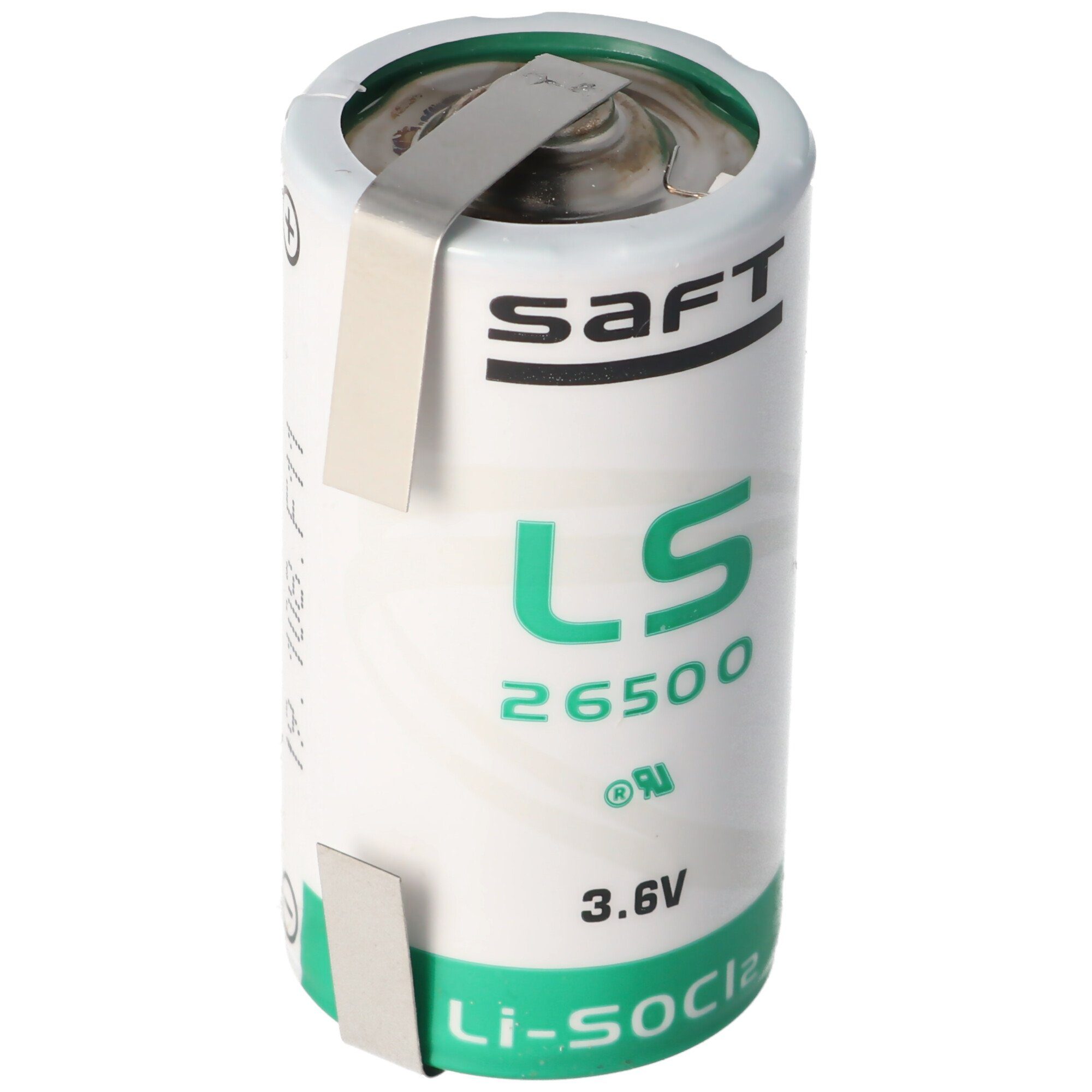 Saft SAFT LS26500 Lithium Batterie Li-SOCI2, C-Size mit Lötfahne U-Form Batterie, (3,6 V)
