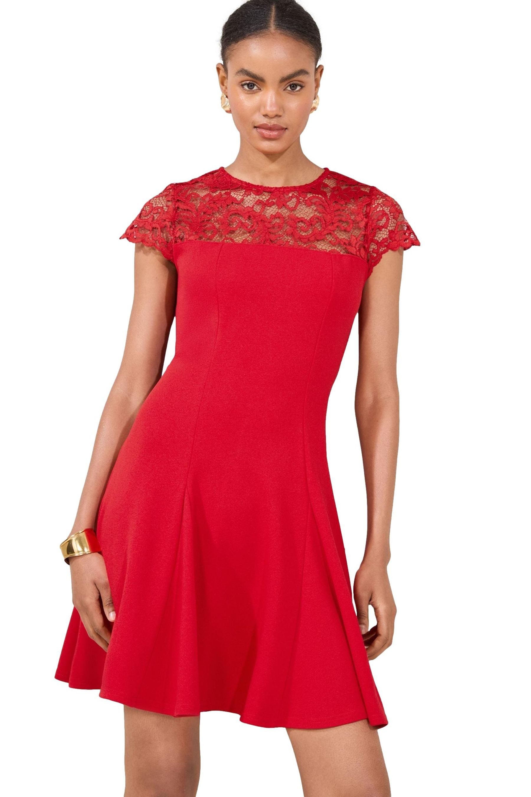 LIPSY Jerseykleid Lipsy Skater-Minikleid mit Spitze, Regular (1-tlg)