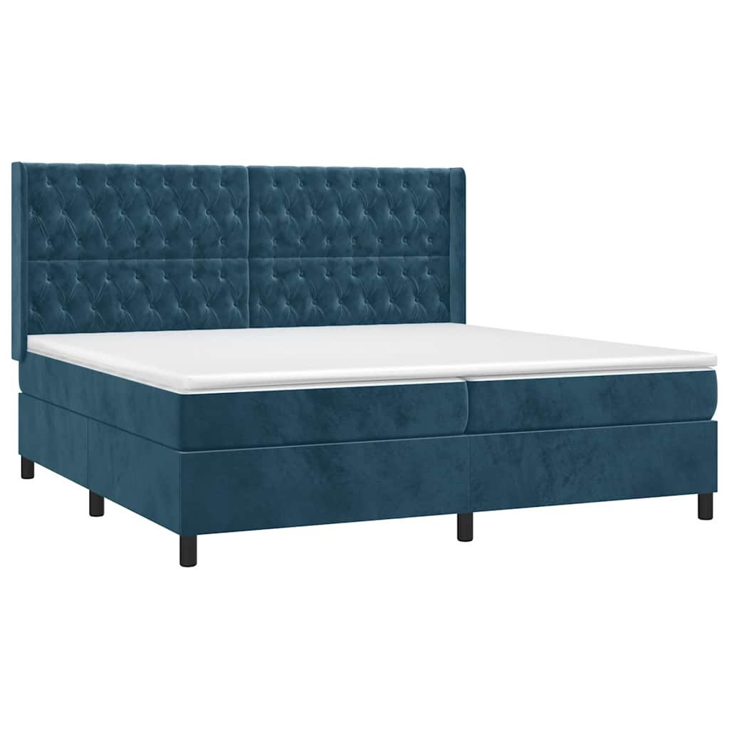 Bett Boxspringbett mit Matratze Dunkelblau 200x200 cm Samt