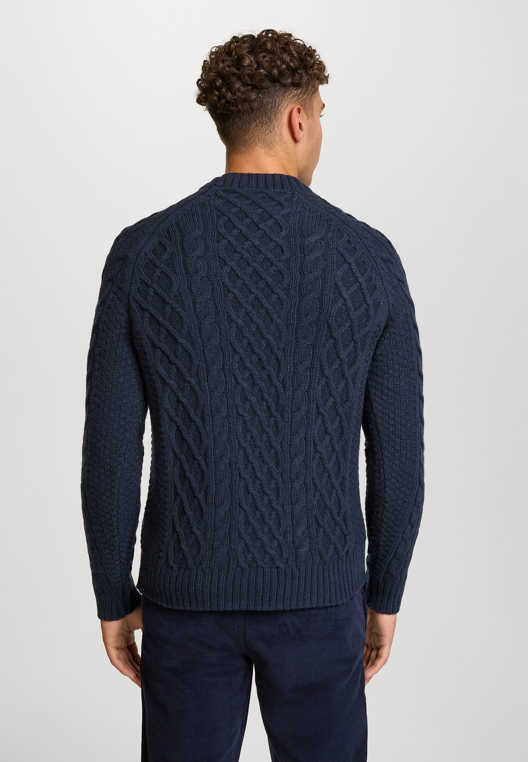 Kronstadt Strickpullover Herren KSWard crew Pullover Herrenpullover mit Zopfstrickmuster