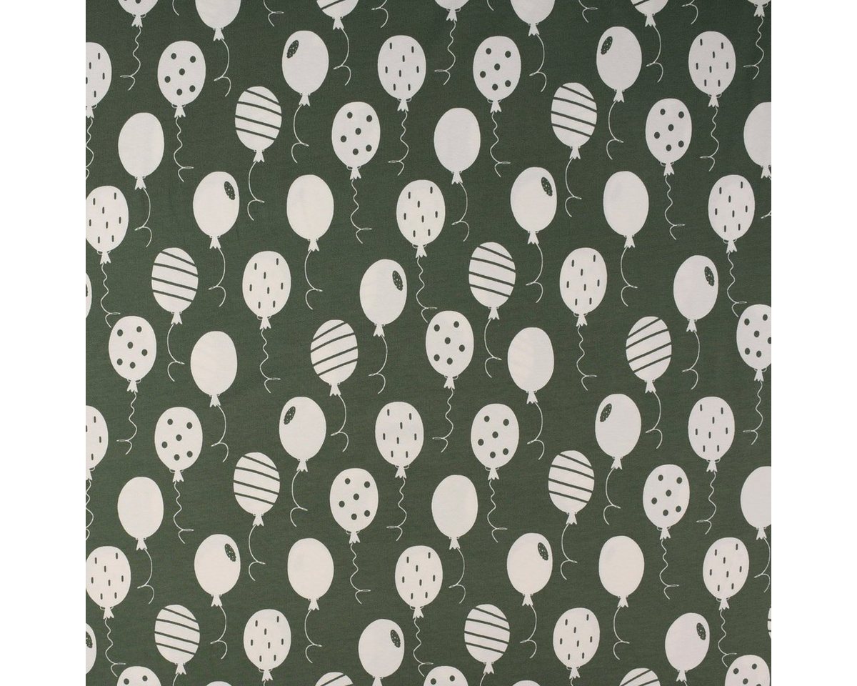 Thumbnail - SCHÖNER LEBEN. Stoff Baumwolljersey Jersey Luftballons khaki weiß 1,5m Breite