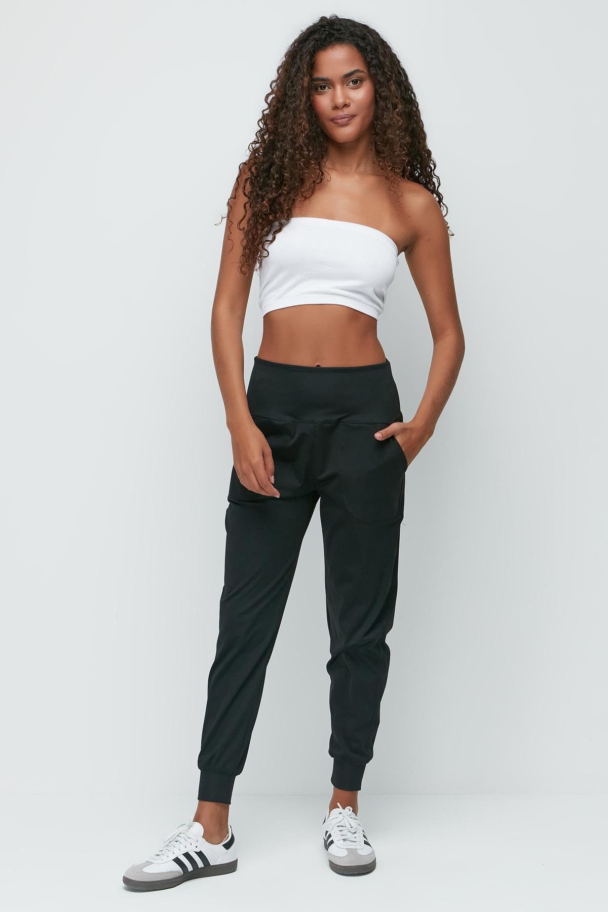 C&CITY Pyjamahose Hochtaillierte Jogger-Sweatpants mit Bündchen günstig online kaufen